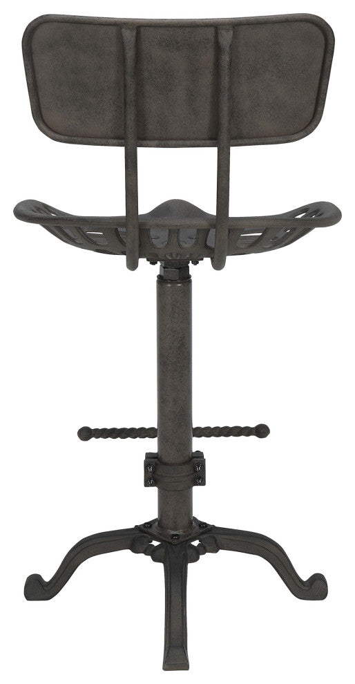 August Tractor Seat Stool w and  Back, Industrial