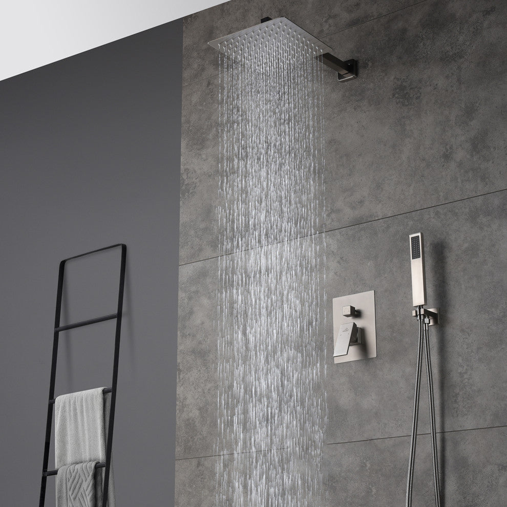 CASAINC 10 Inch Rain Shower Head with Handheld Spray Dual Head Shower System, Brushed Nickel