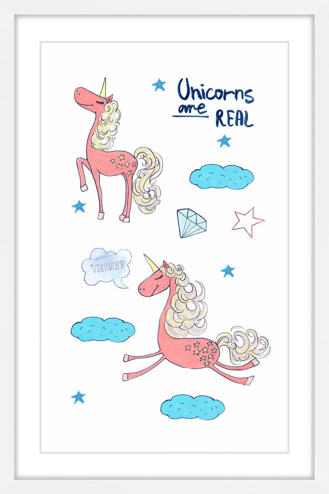 "Unicorns Are Real III" Framed Painting Print, 20"x30"