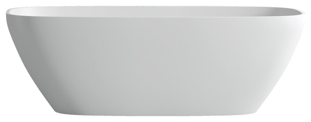 67" Solid Surface Freestanding Flatbottom Non-Whirlpool Bathtub, White