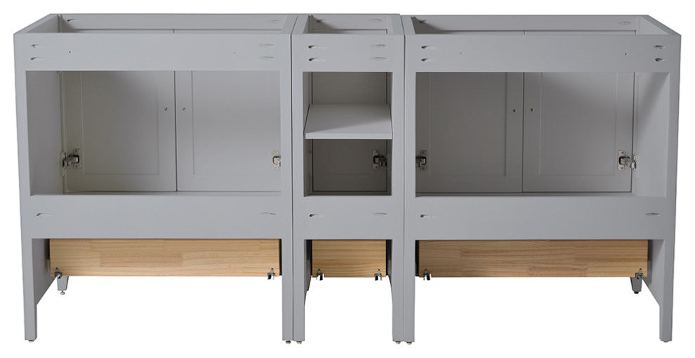 Oxford Traditional Double Sink Bathroom Cabinet, Gray, 71"