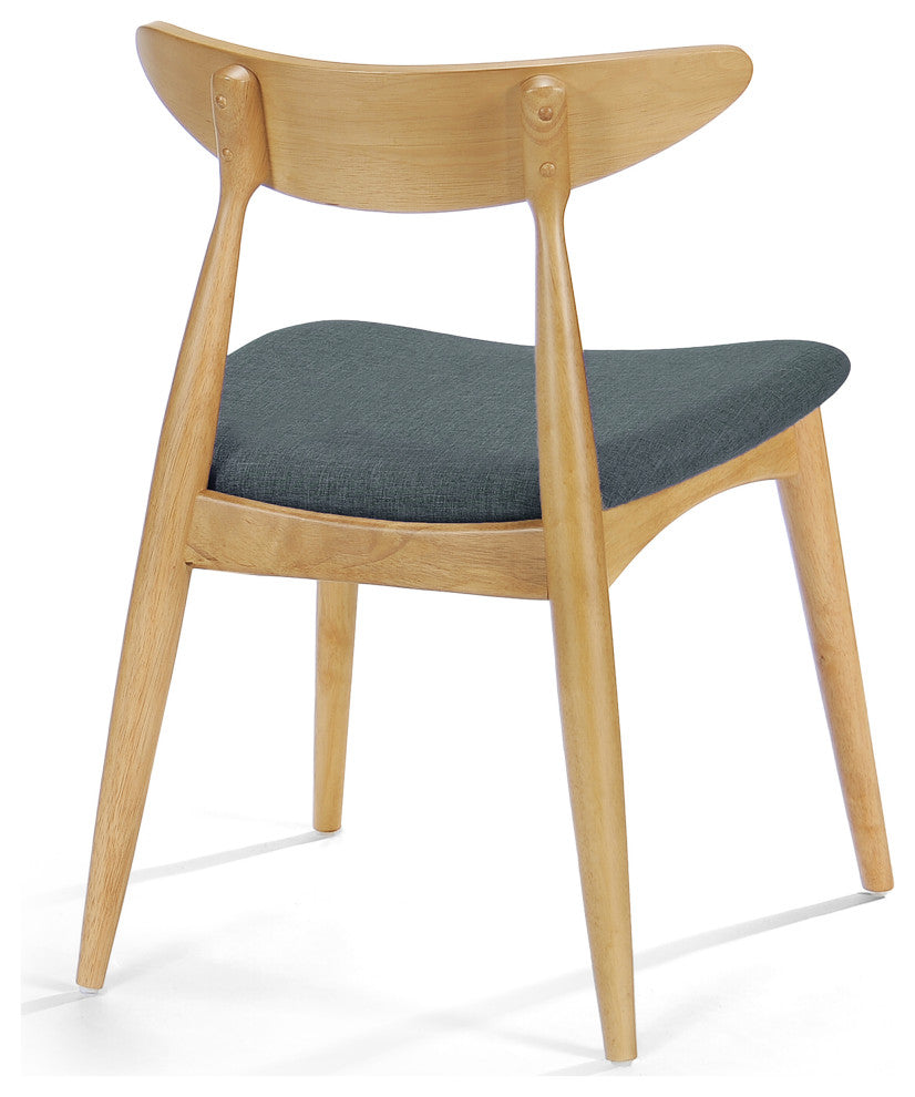 GDF Studio Issaic Mid-Century Design Wood Dining Chairs, Set of 2, Gray/Oak