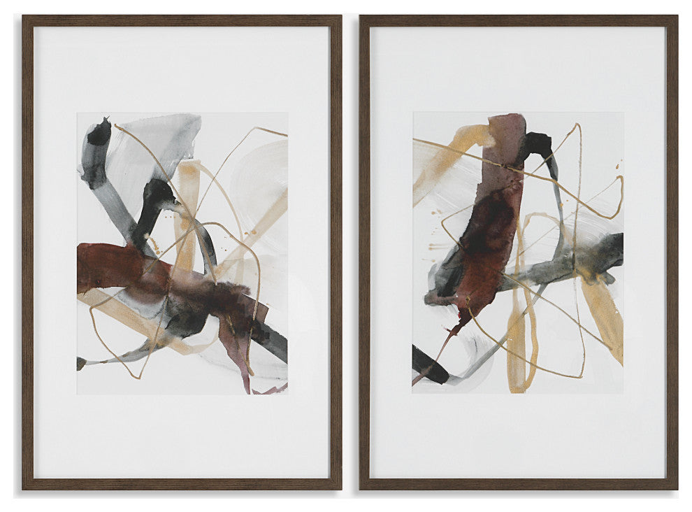 Uttermost Burgundy Interjection Abstract Prints, Set/2