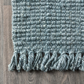 Para Hand Woven Area Rug, Light Blue/Gray, 2'2"x8'