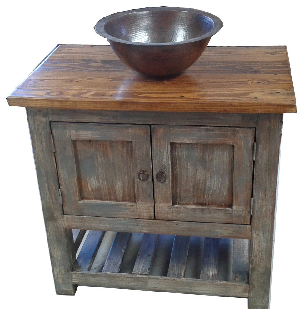 Belmont Rustic Bathroom Vanity Distressed Gray Ladder Shelf, 36"x20"x32"