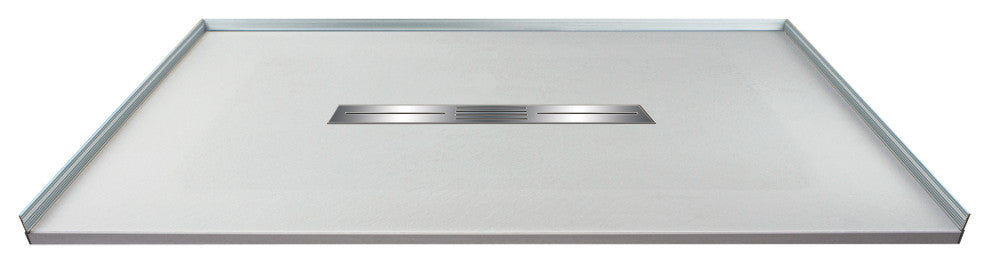 Transolid 48-in L x 35.5-in W Zero Threshold Center Drain Shower Base, Grey