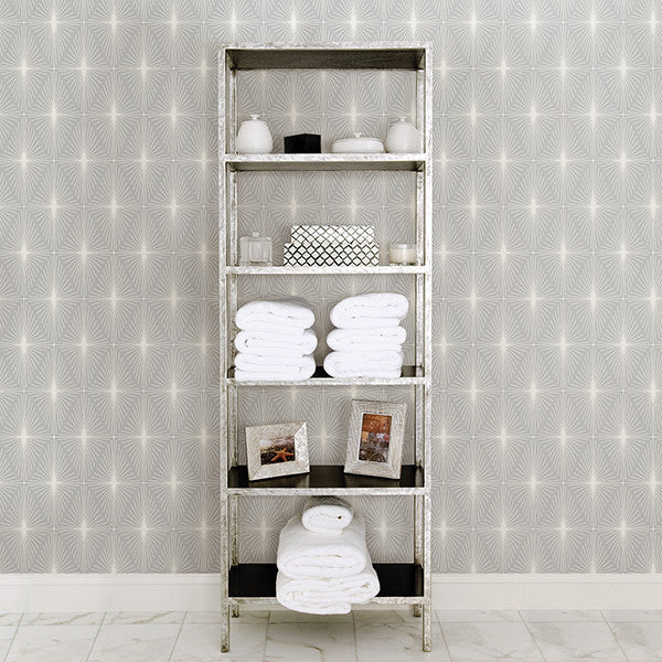 Art Deco Diamond Pattern Wallpaper, Gray on Gray, Sample