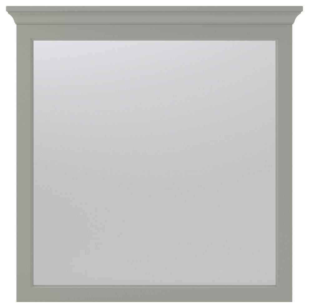 Framed Wall Mounted Bathroom Mirror, Gray;, 32" X 32"