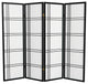 5' Tall Double Cross Shoji Screen, Black, 4 Panels