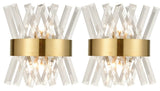Modern Brass Crystal Wall Sconce Lighting Fixture 2 Pack