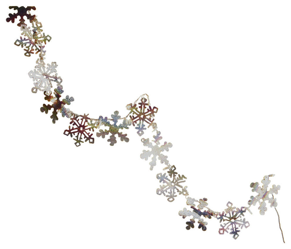 9.9' Silver Holographic Snowflake Christmas Light Garland