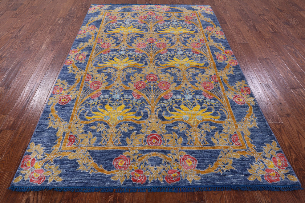 Hand-Knotted William Morris Wool Rug 6' 3" X 9' 4" - Q13357