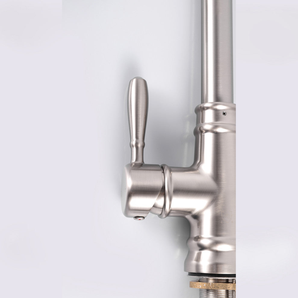 Single Handle High Arc Pull Out Kitchen Faucet in Brushed Nickel Finish