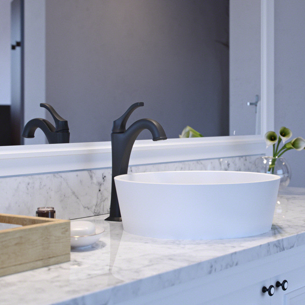Kraus Arlo Single Handle Vessel Faucet, Pop Up Drain, Rubbed Bronze, Set of 2