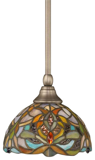 Toltec Lighting Stem Mini Pendant, 7" Kaleidoscope Tiffany Glass