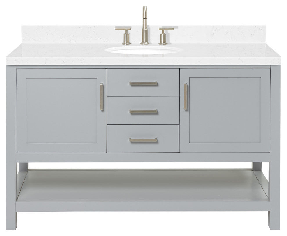 Ariel Bayhill 54" Single Oval Sink Bathroom Vanity, Carrara Quartz