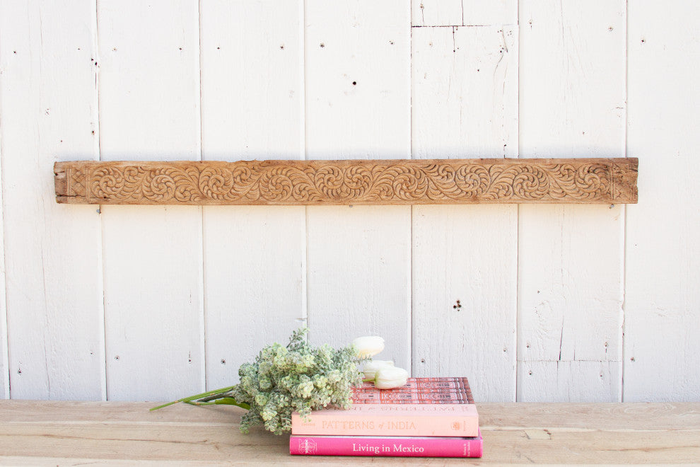 1800's Carved Varanasi Teak Lintel