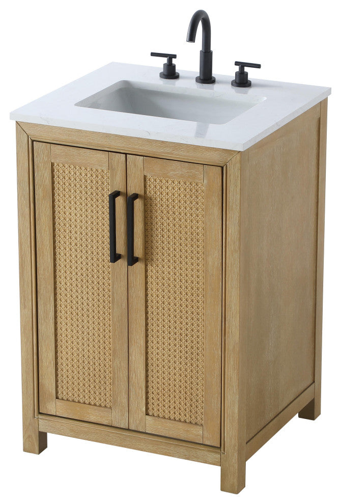 Home Living 24" Single Bathroom Vanity, Linen Oak