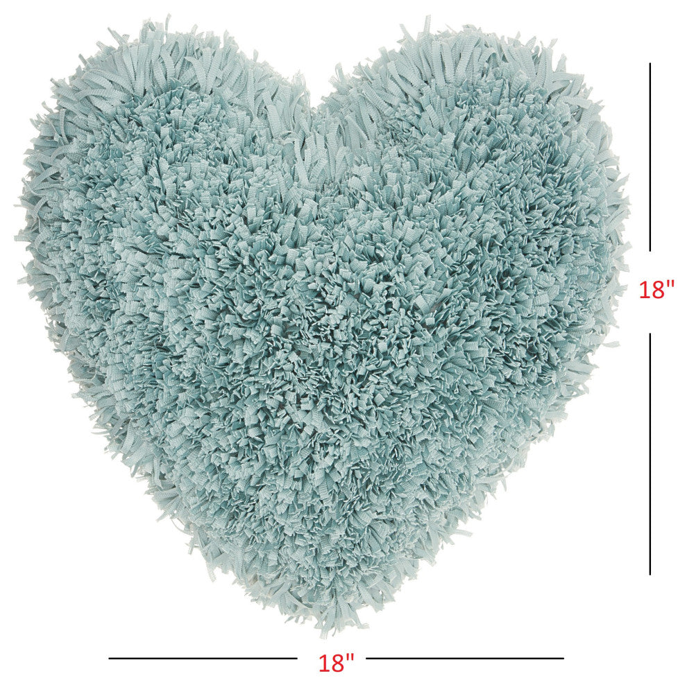 Heart Shaped Celadon Shag Accent Pillow