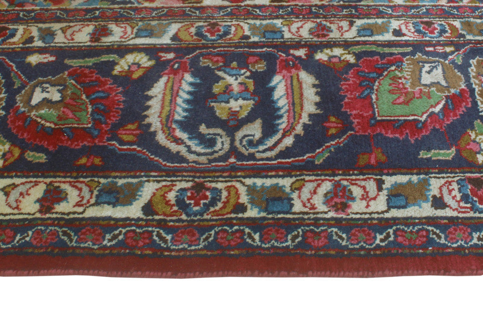 Fine Vintage Distressed Netice Red/Navy Rug, 9'8 x 12'8