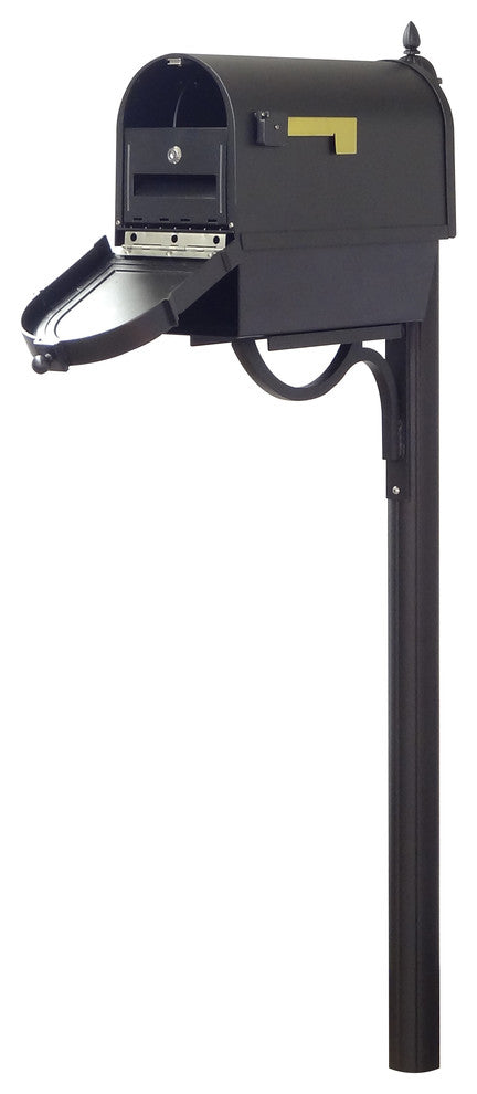 Berkshire Mailbox With Newspaper Tube, Locking Insert & Richland Mailbox Post