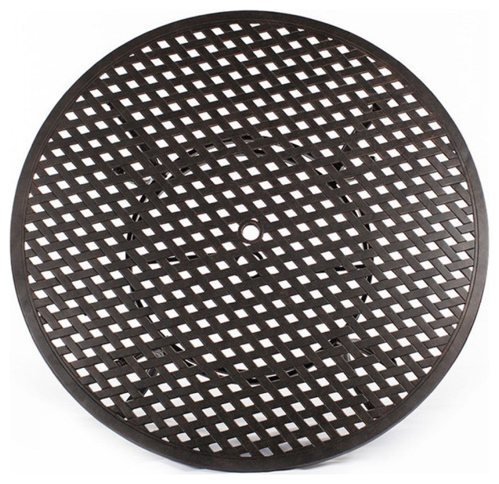 Benzara BM272411 52" Outdoor Round Metal Patio Dining Table, Dark Bronze