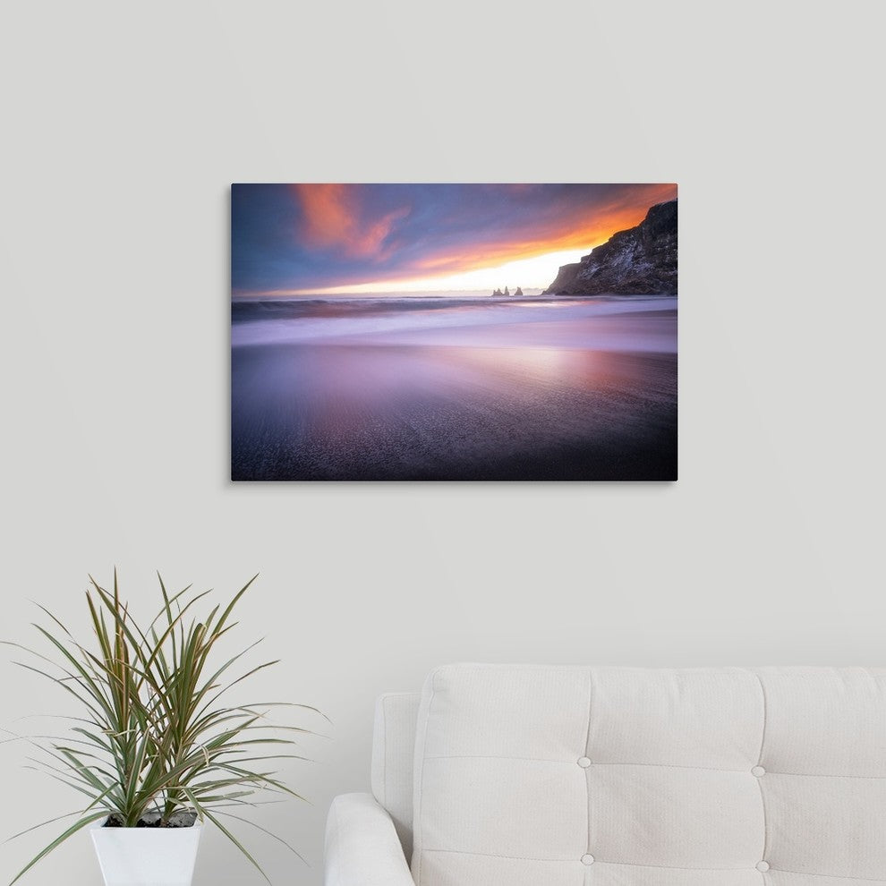 "Vik Sunset" Wrapped Canvas Art Print, 24"x16"x1.5"