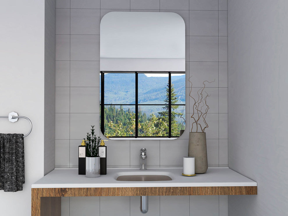 DEPOT E-SHOP Saint Claire Frameless Mirror with Rounded Corners