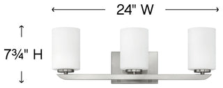 Hinkley Kyra Medium Three Light Vanity, Brushed Nickel