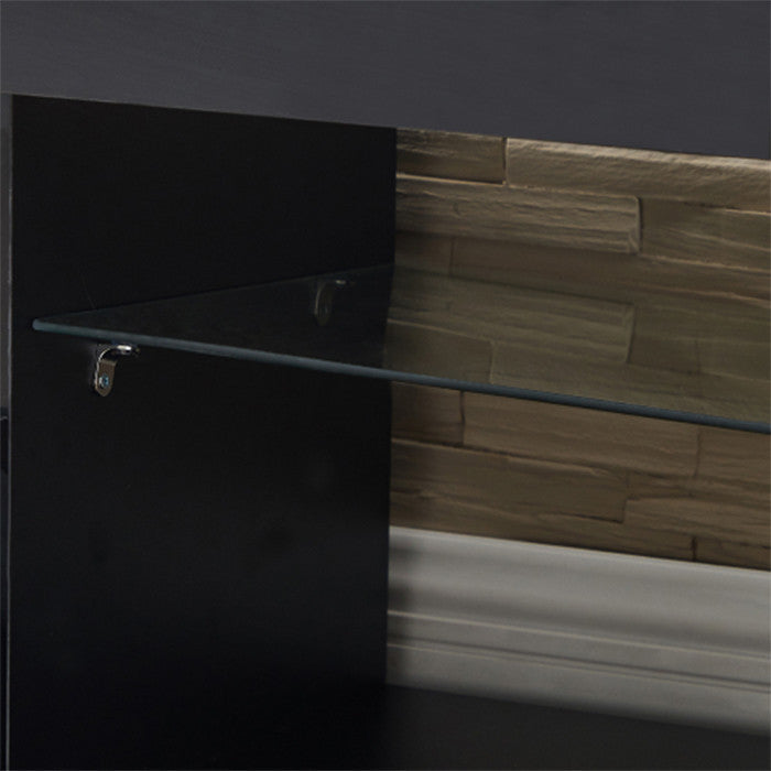 Modern TV table with LED light high glossy front tv console table with black