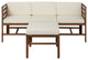 4-Piece Modular Acacia - 3 seat and Ottoman - Dark Brown