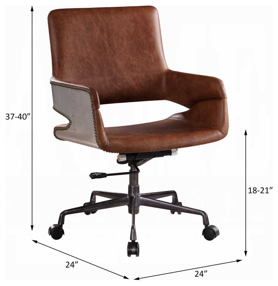 ACME Kamau Executive Office Chair With Lift, Vintage Cocoa Top Grain Leather