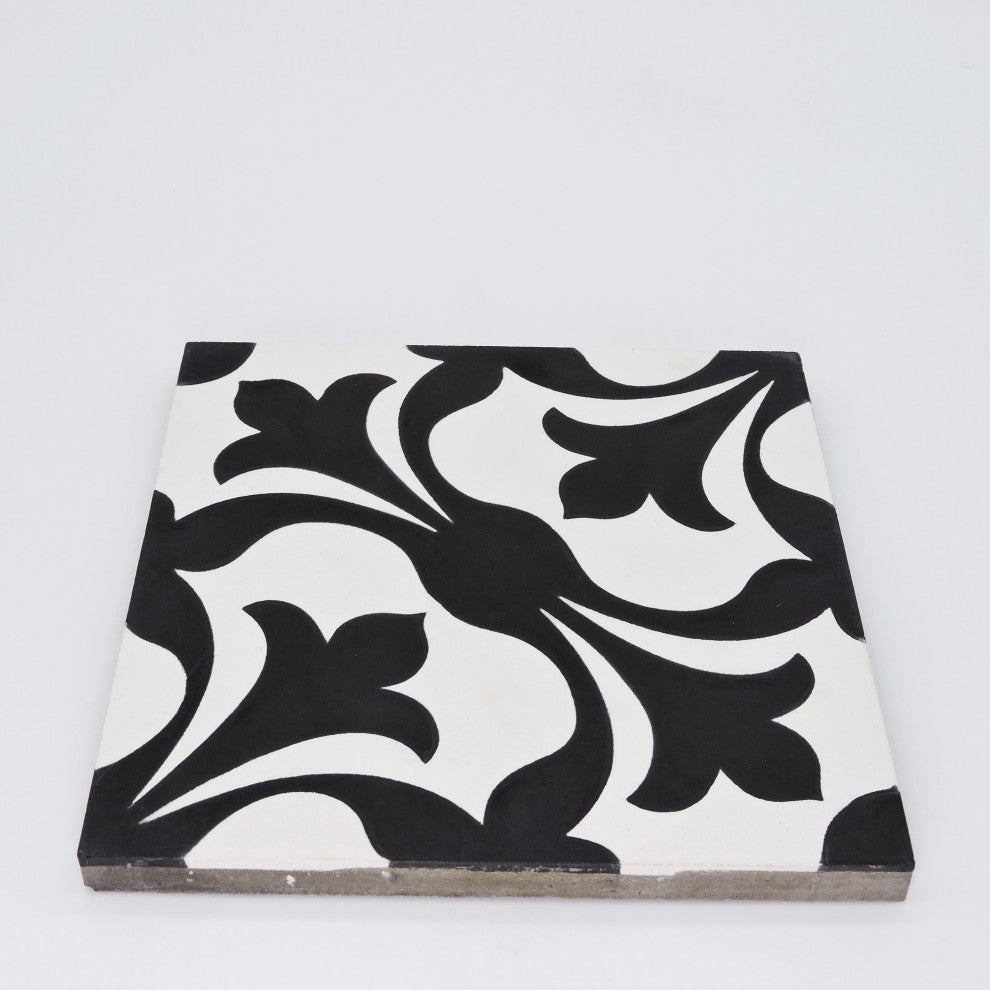 Sefrou Handmade Cement Tile, Black/White, Sample