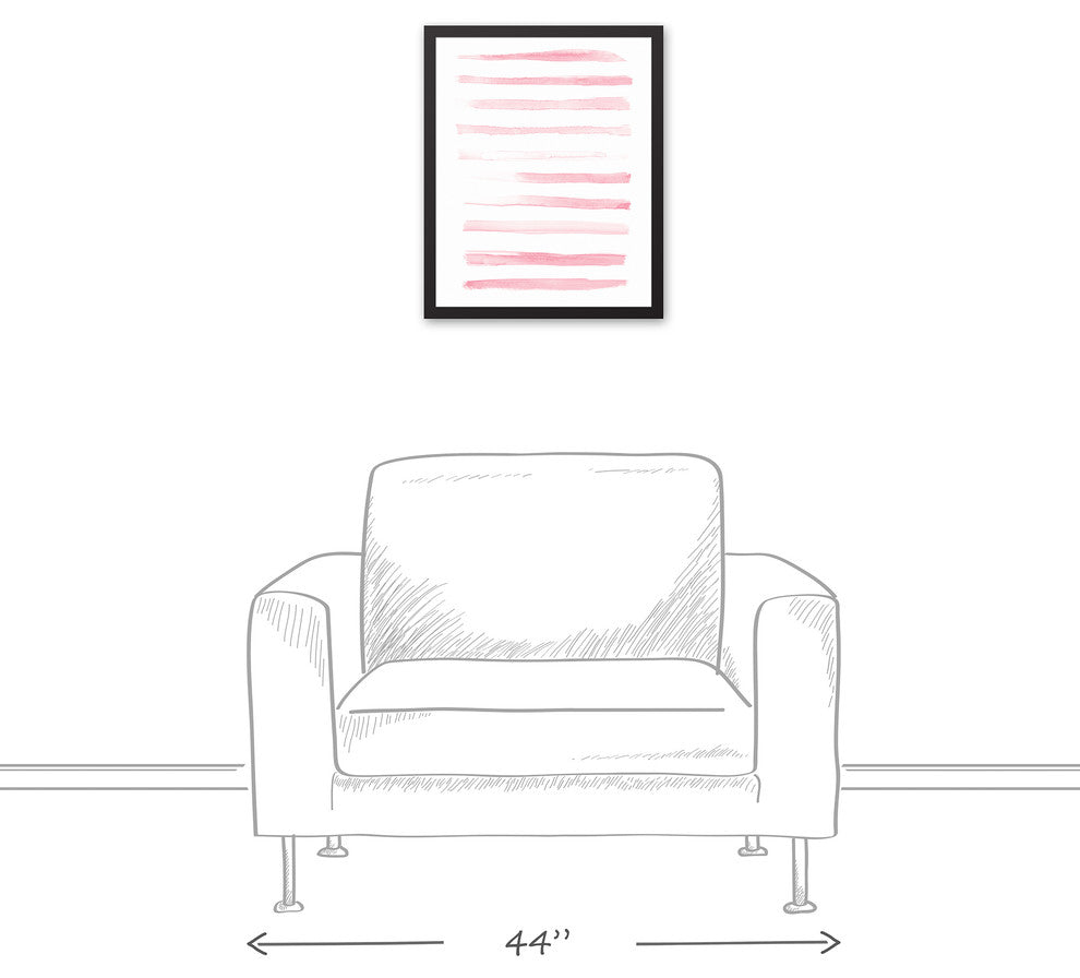 Pink Watercolor Stripes 16x20 Black Framed Canvas
