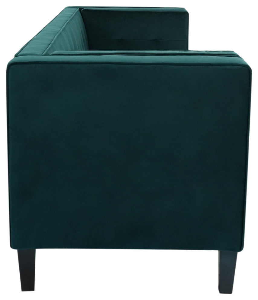 Sororia Velvet 3-Seater Low Profile Sofa, Green