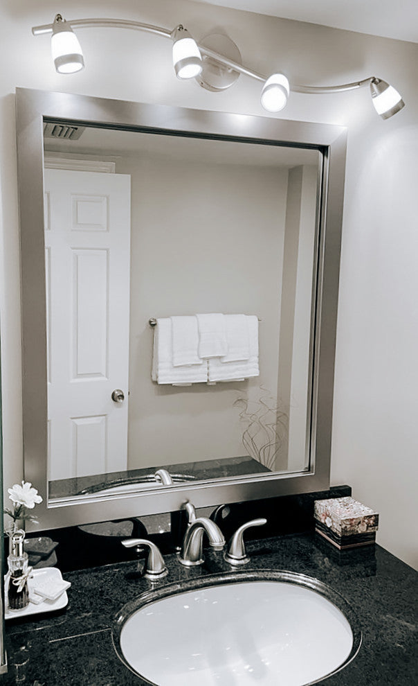 Meade Framed Wall Mirror, Silver, 36"x54"