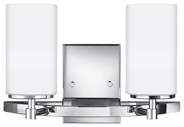 Sea Gull Lighting Alturas 2 Lt Bath Light, Chrome/Etched/White - 4424602EN3-05