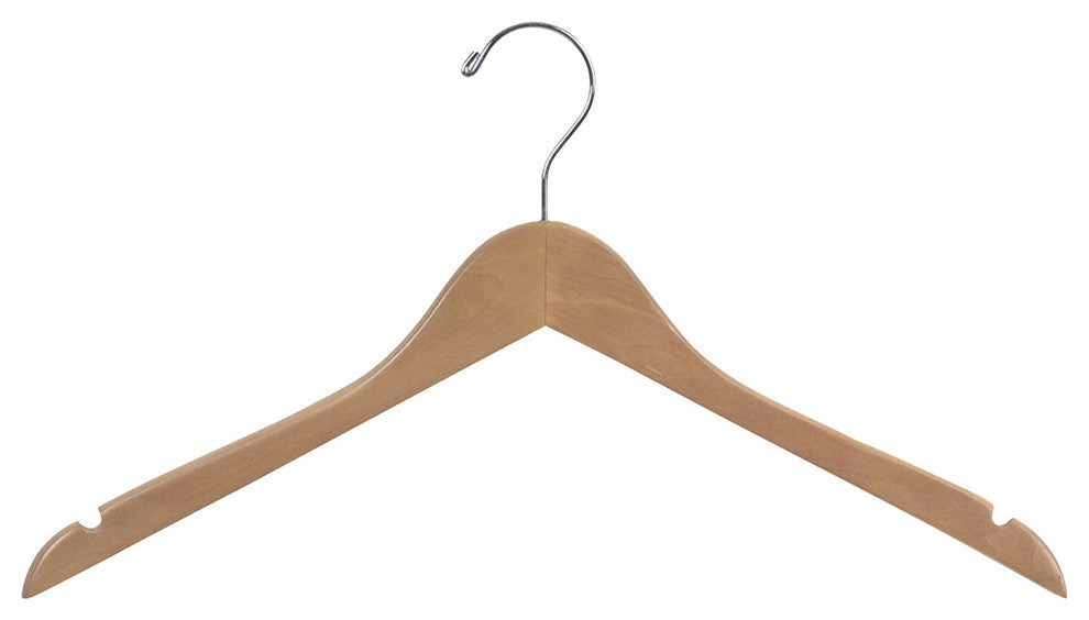 Rubberized Wooden Top Hangers With Natural Finish, Box of 50
