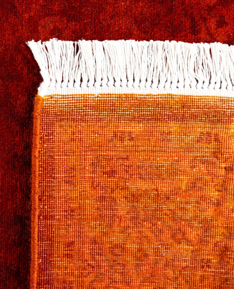 Overdyed One-of-a-Kind Hand-Knotted Area Rug Orange, 2' 7" x 10' 1"