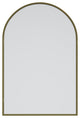 30"Hx20"W Arch Shape Stainless Steel Framed Mirror, Satin Brass