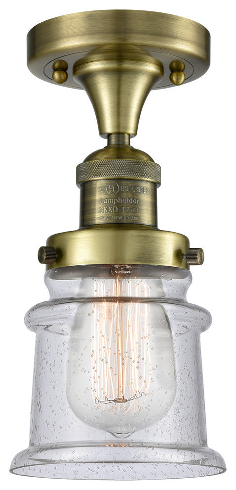 Small Canton 1-Light Semi-Flush Mount, Antique Brass, Seedy