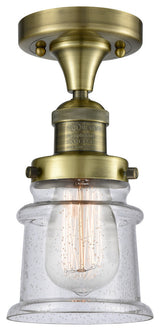 Small Canton 1-Light Semi-Flush Mount, Antique Brass, Seedy