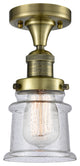 Small Canton 1-Light Semi-Flush Mount, Antique Brass, Seedy