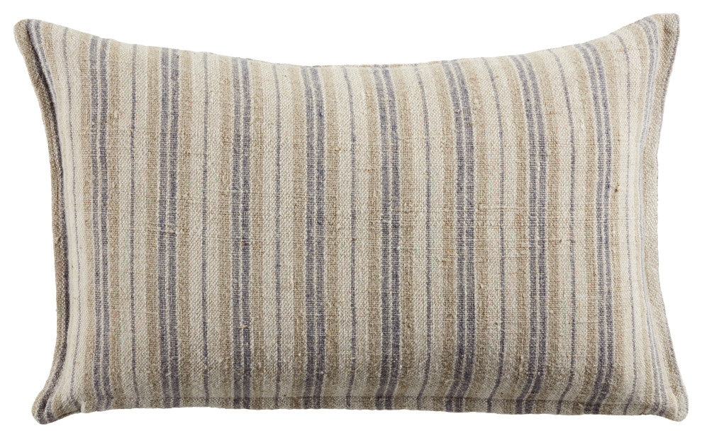 Jaipur Living Lucien Striped Pillow, Cream/Gray, 13"x21", Down Fill