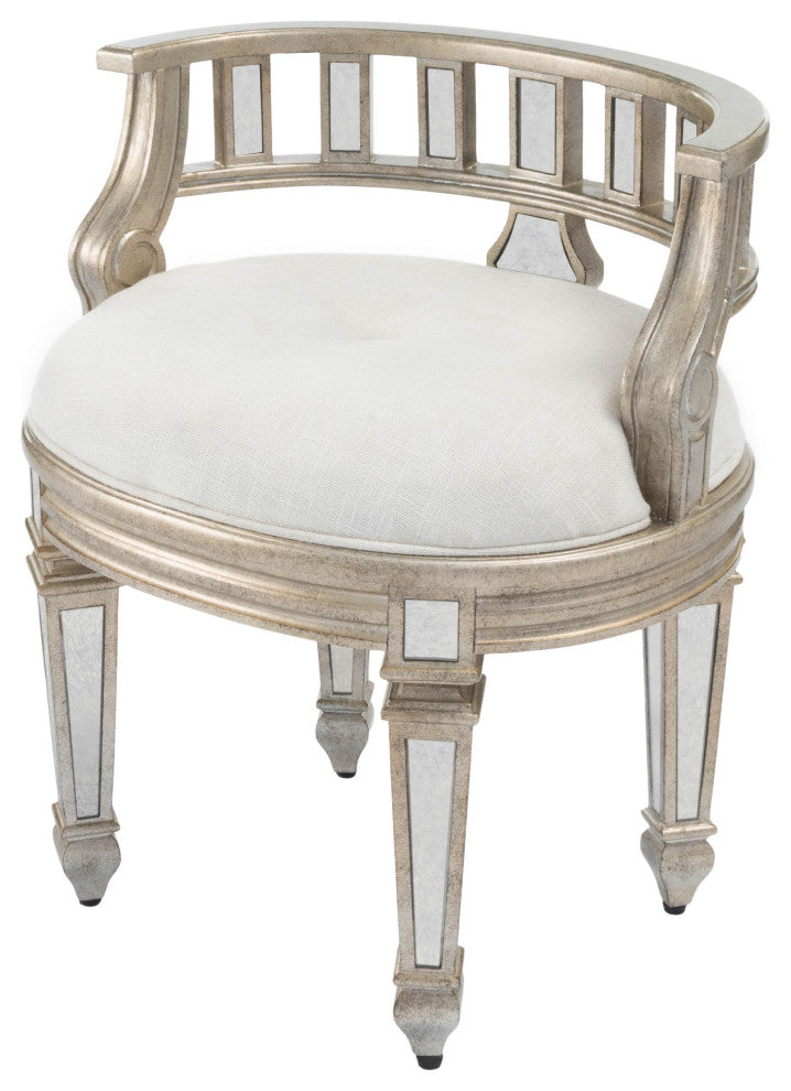 Mirrored Crescent Vanity Stool