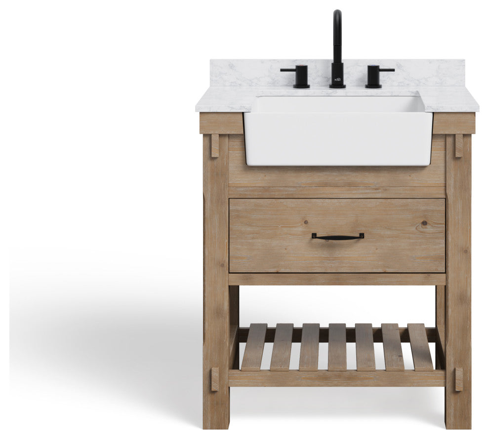 Bosque Bath Vanity, Weathered Fir, 30", Single Sink, Farmhouse, Freestanding
