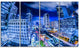 "Bangkok City Night View" Cityscape Canvas Photo Print, 4 Panels, 48"x28"
