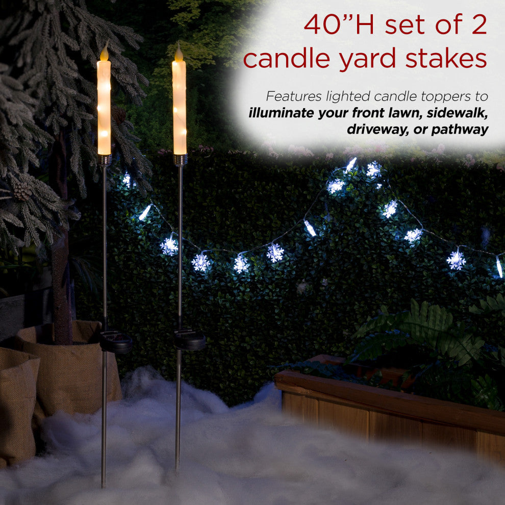 Solar White Candle Stake - Set of 2