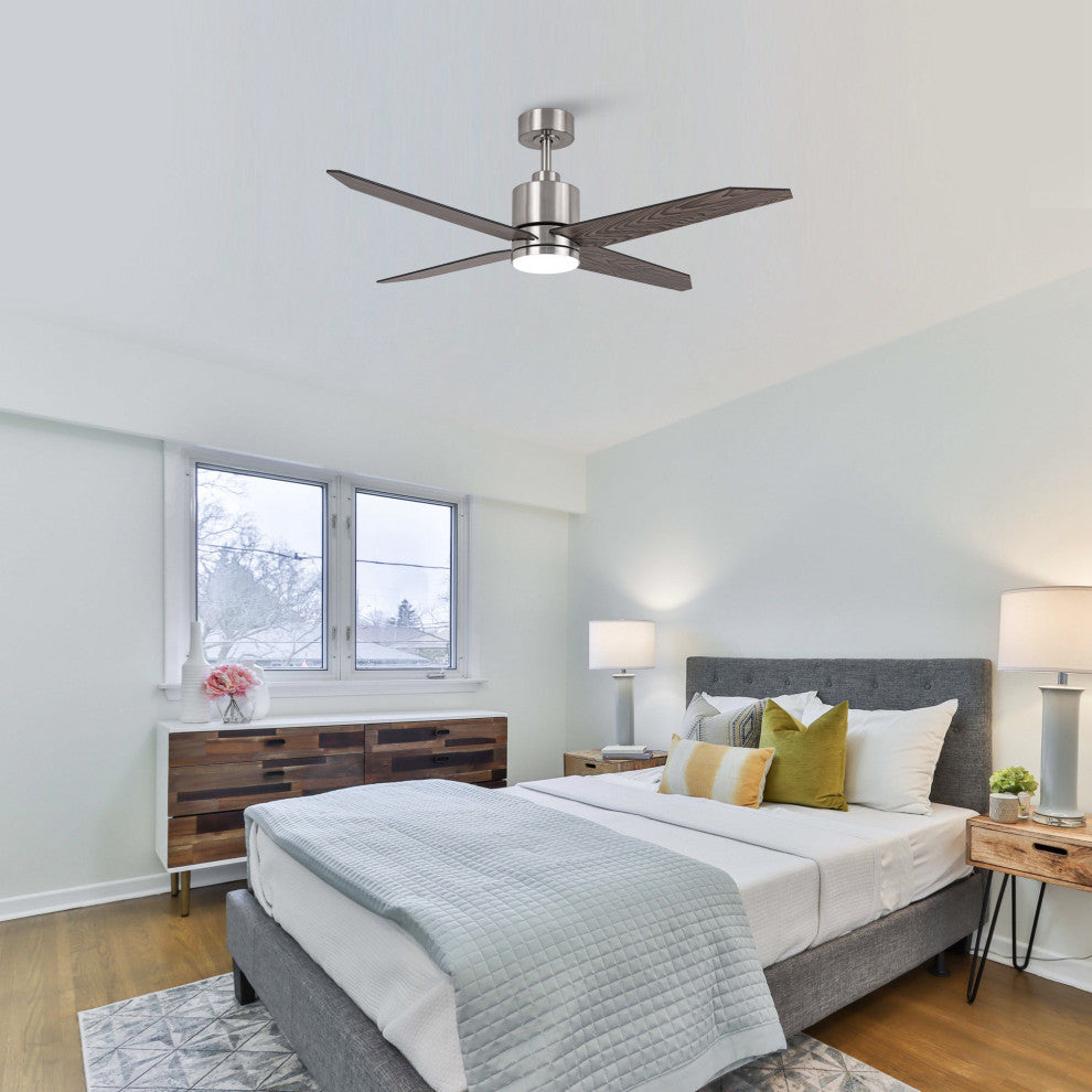 52 in. LED Satin Nickel Ceiling Fan with DC Reversible Motor