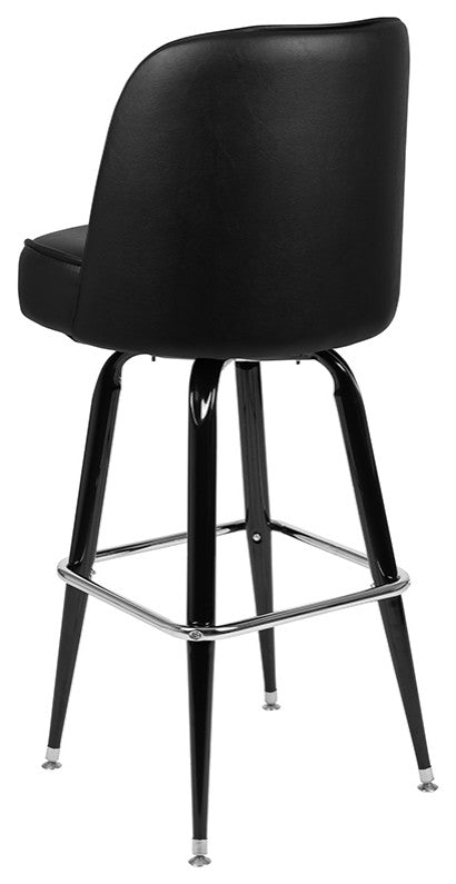 Flash Furniture Metal Barstool With Swivel Bucket Seat In Black